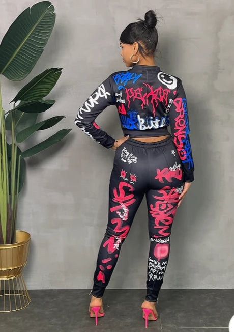 Graffiti Long Sleeve Pants Set