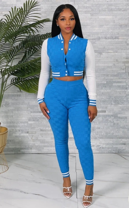 Varsity Jacket & Pants Set - Blue