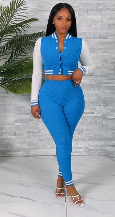 Varsity Jacket & Pants Set - Blue