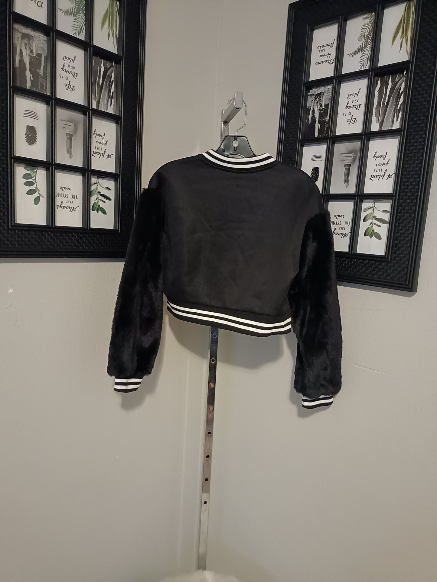 D Cropped Varsity Jacket w/Fur Sleeves